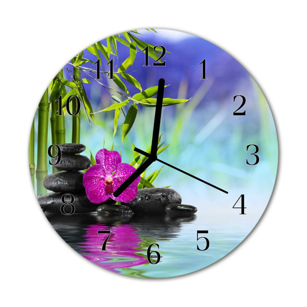 Glass Wall Clock Orchid spa flowers spa multi-coloured