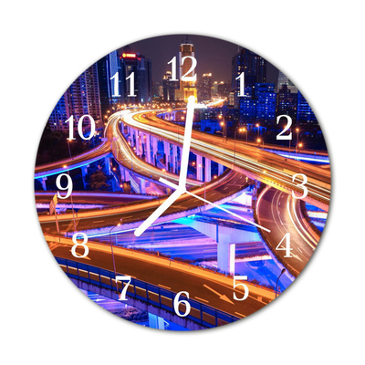 Glass Wall Clock Overpass Overpass Multi-Coloured