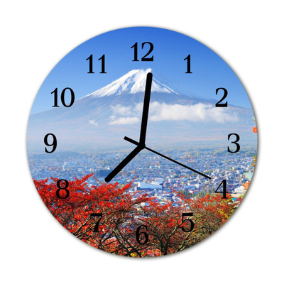 Glass Wall Clock Mountain landscape multi-coloured