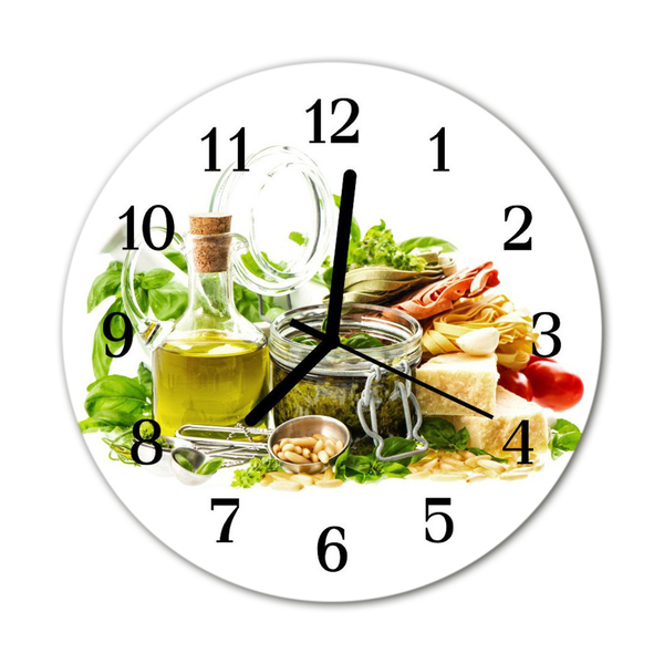Glass Wall Clock Oil pasta food and drinks pasta multi-coloured