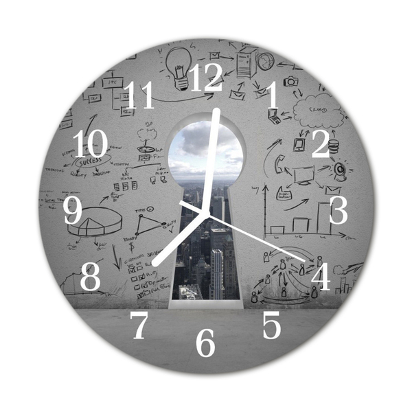 Glass Wall Clock Keyhole Keyhole Grey