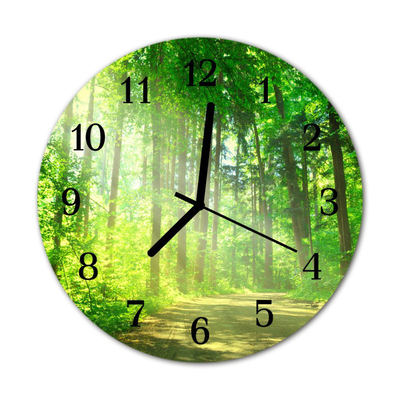 Glass Wall Clock Forest nature wlad nature green