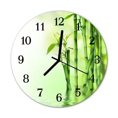 Glass Wall Clock Bamboo bamboo green