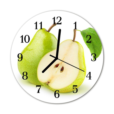 Glass Wall Clock Pears pears green