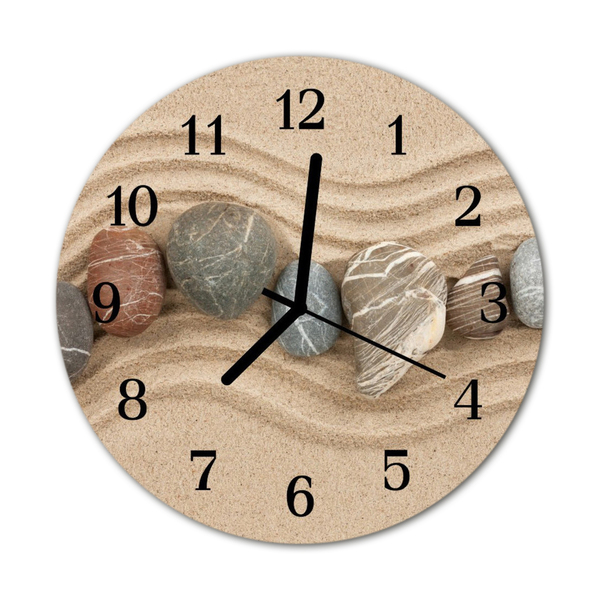 Glass Wall Clock Stones sand stones sand brown