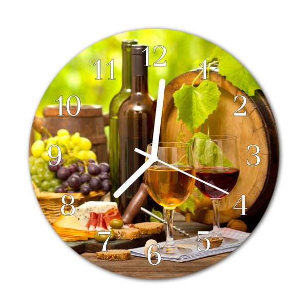 Glass Wall Clock Wine Grapes Food and Drinks Grapes Multi-Coloured