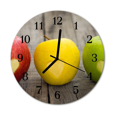 Glass Wall Clock Apples fruit multi-coloured