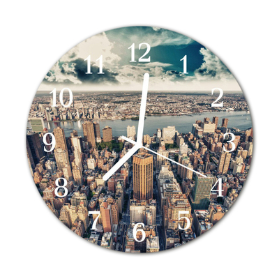 Glass Wall Clock New York Towns Multi-Coloured