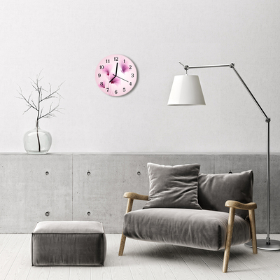 Glass Wall Clock Flowers flowers pink