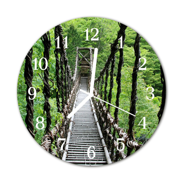 Glass Wall Clock Suspension Bridge Architecture Brown