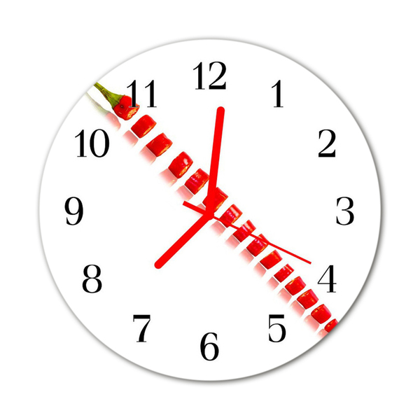 Glass Wall Clock Chili Pepper Chili Red