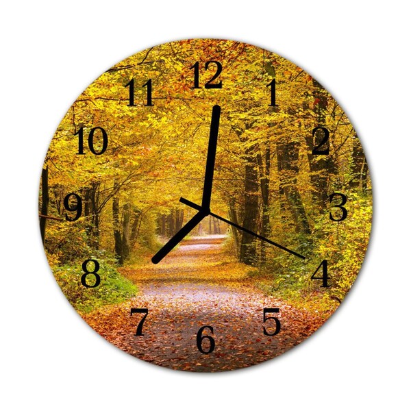 Glass Wall Clock Path forest path forest yellow