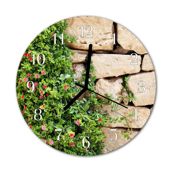 Glass Wall Clock Stones Nature Stones Nature Green