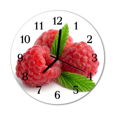 Glass Wall Clock Raspberries fruit pink