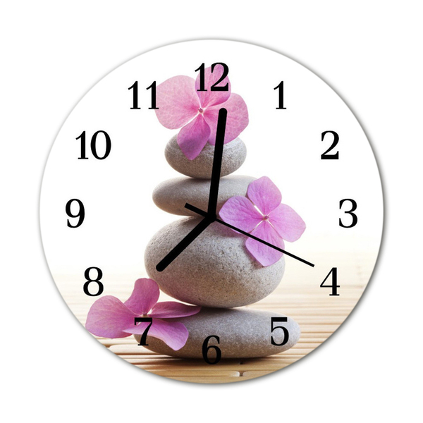 Glass Wall Clock Stones spa stones spa grey