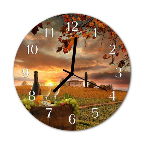 Glass Wall Clock Wine Nature Food and Drinks Nature Multi-Coloured