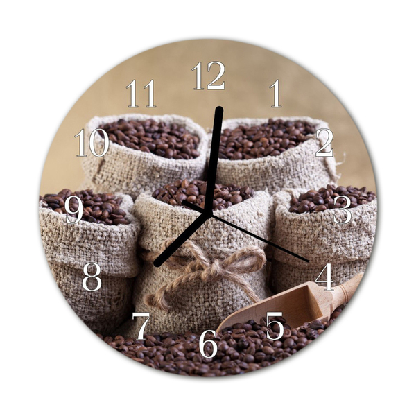 Glass Wall Clock Coffee Beans Food and Drinks Brown