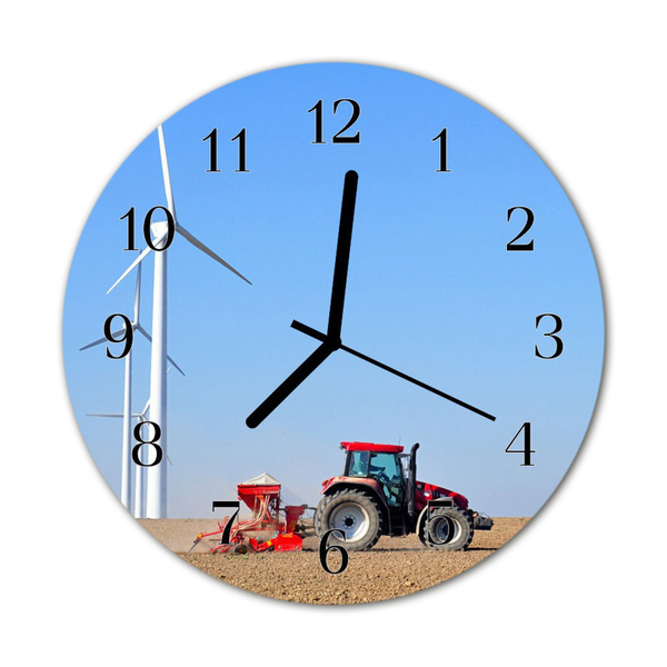 Glass Wall Clock Tractor field tractor field multi-coloured