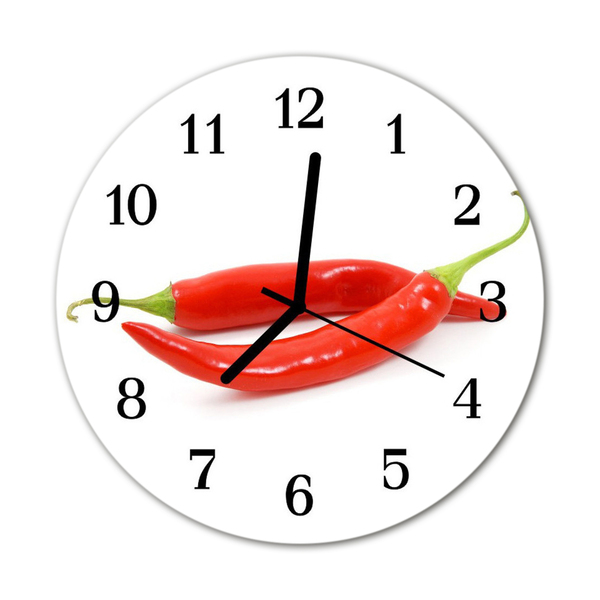 Glass Wall Clock Chili pepper chili red