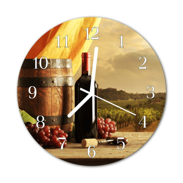 Glass Wall Clock Wine Barrel Food and Drinks Barrel Multi-Coloured