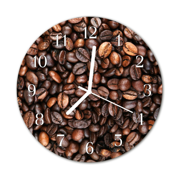 Glass Wall Clock Coffee Beans Food and Drinks Brown