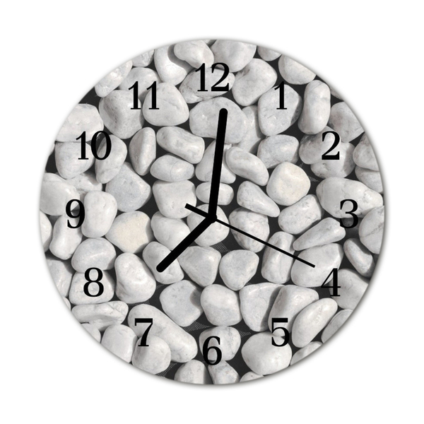 Glass Wall Clock Stones stones white