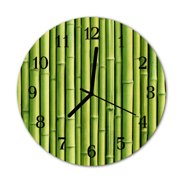 Glass Wall Clock Bamboo bamboo green