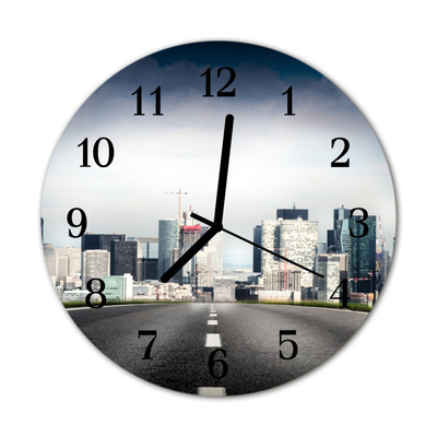 Glass Wall Clock Way city way city grey