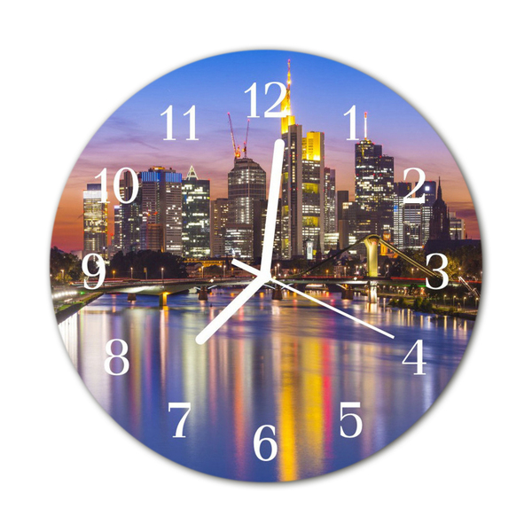 Glass Wall Clock Skyline Beverages Multi-Coloured