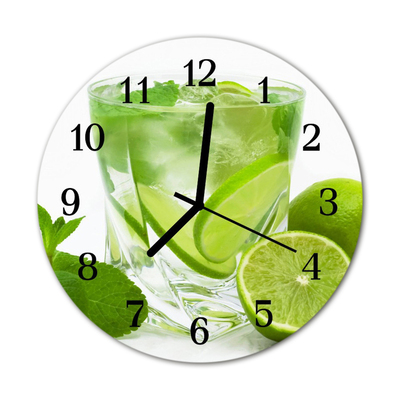 Glass Wall Clock Lime fruit green