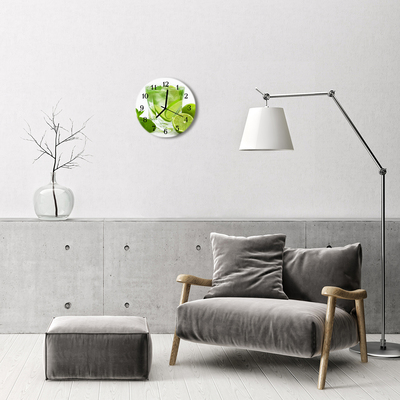 Glass Wall Clock Lime fruit green