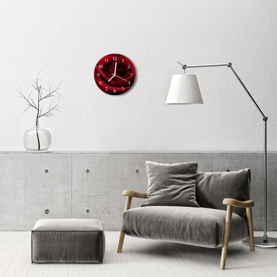 Glass Wall Clock Rose Flowers Red