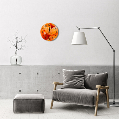 Glass Wall Clock Tangerines fruit orange