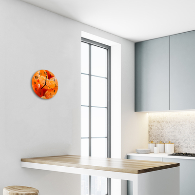 Glass Wall Clock Tangerines fruit orange