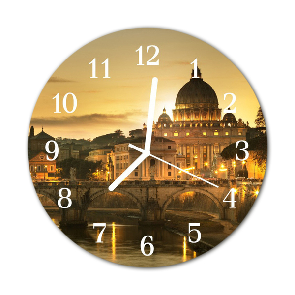 Glass Wall Clock Basilica Architecture Brown