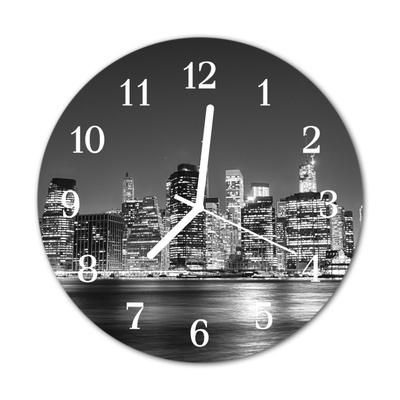 Glass Wall Clock Skyline Beverages Grey