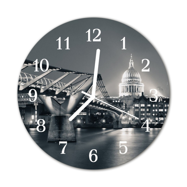 Glass Wall Clock Skyline Beverages Grey