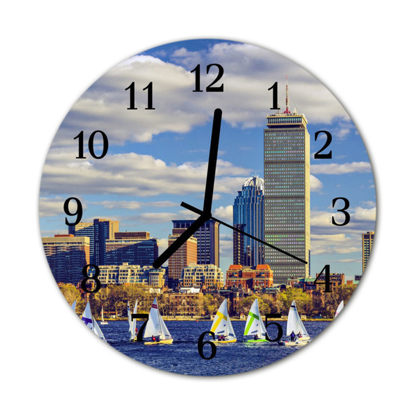 Glass Wall Clock Sailboats vehicles multi-coloured