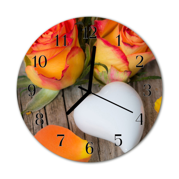 Glass Wall Clock Heart heart white