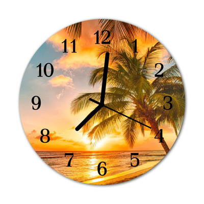 Glass Wall Clock Sunset nature orange