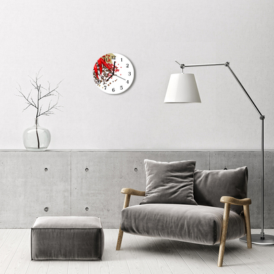 Glass Wall Clock Chili chili red