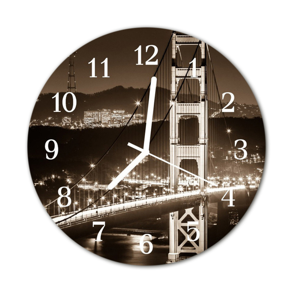 Glass Wall Clock Bridge Architecture Brown