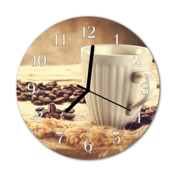 Glass Wall Clock Coffee Food and Drinks Brown