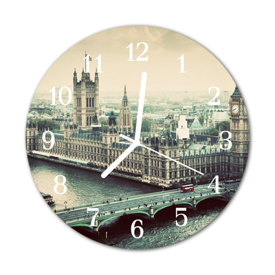 Glass Wall Clock London Beverages Grey