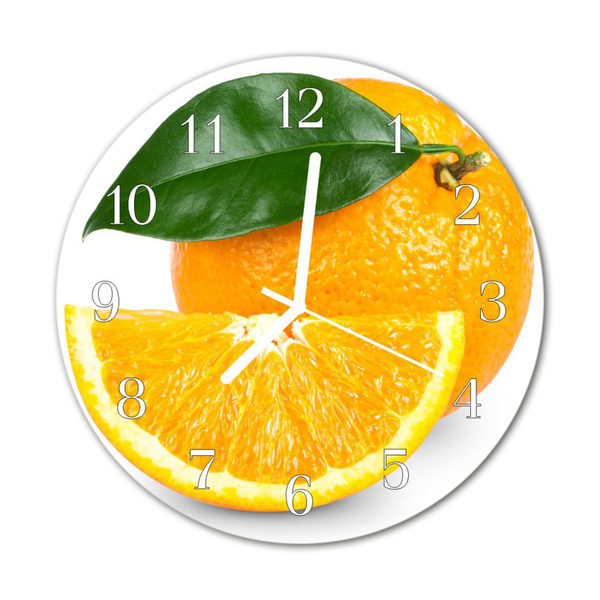 Glass Wall Clock Oranges Fruit Orange