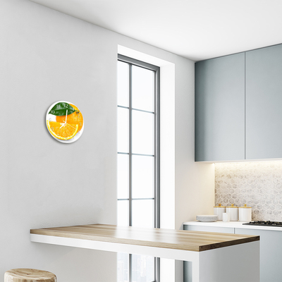 Glass Wall Clock Oranges Fruit Orange