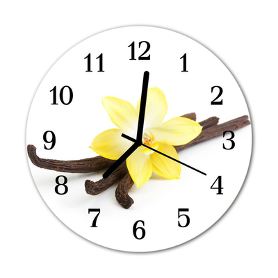 Glass Wall Clock Vanilla orchid vanilla flowers yellow