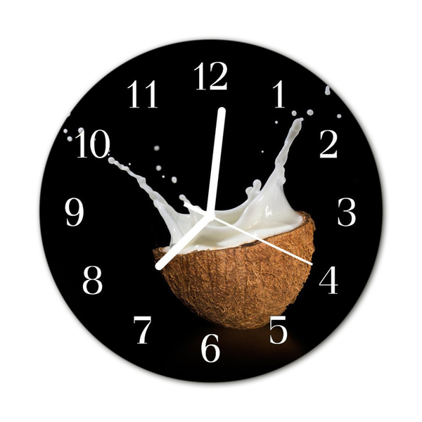 Glass Wall Clock Coconut Food and Drinks White