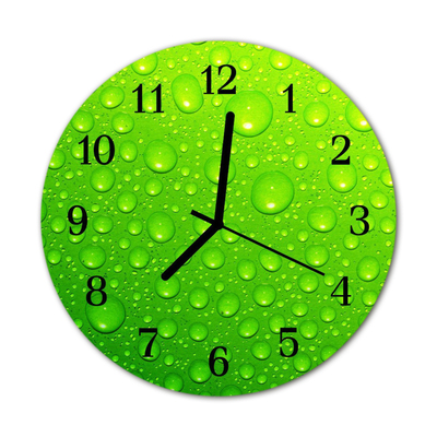 Glass Wall Clock Drops nature green