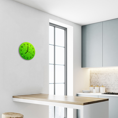 Glass Wall Clock Drops nature green